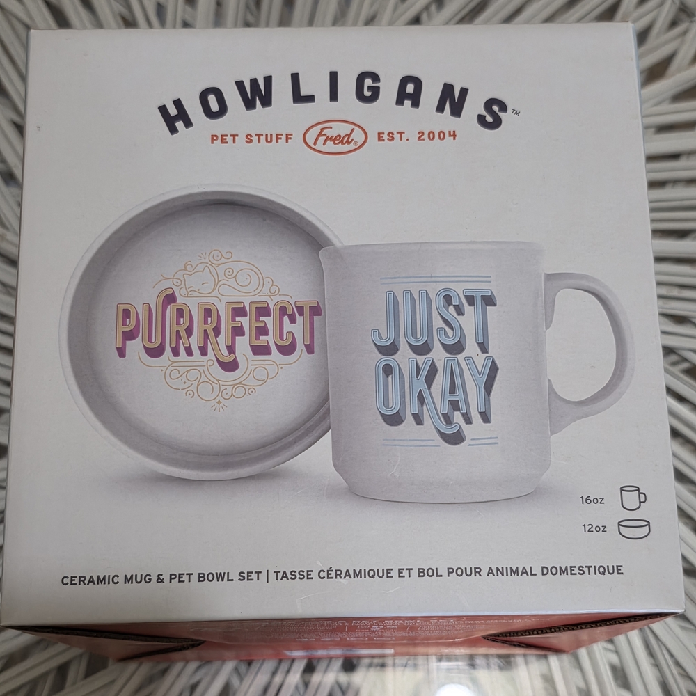 Fred Howligans Ceramic Mug & Pet Bowl Set - White